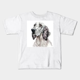 English Setter Dog Watercolor Portrait Kids T-Shirt